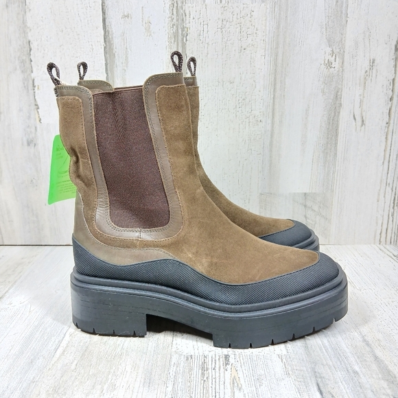 Sam Edelman Women's 8.5 Ankle Boots Lulia Waterproof Alpine Green Suede Chelsea - Picture 7 of 13